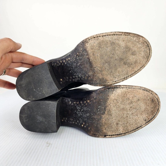 Freebird By Steven FB Casey Black Leather Ankle Boots US 8 Wrap Tie Heel Bootie - Picture 7 of 9